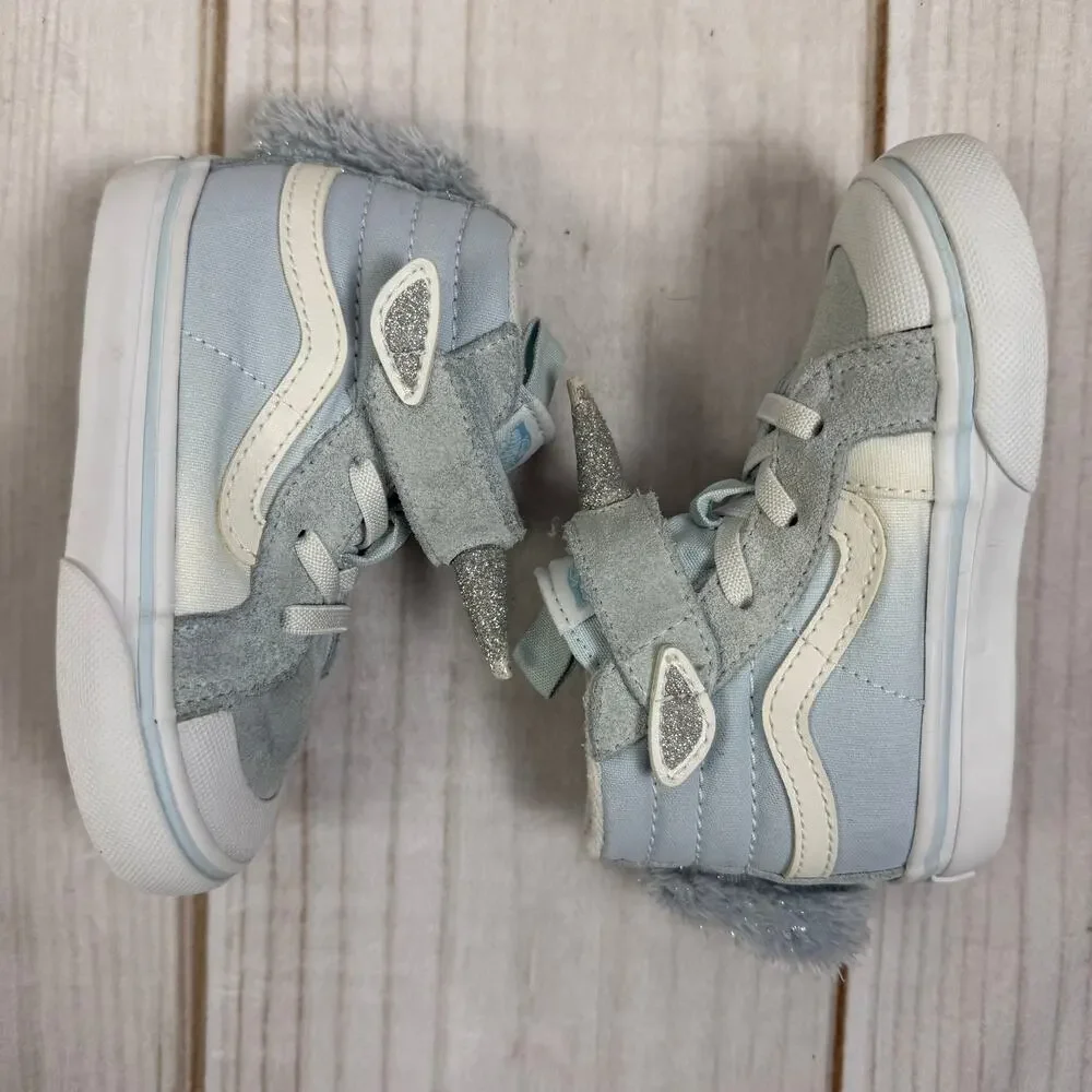 Vans Sk8-Hi Unicorn High Top‎ Sneakers Baby Blue Glitter Horn Toddler Shoes 7C